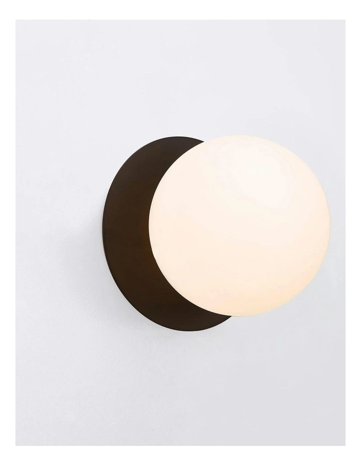 Odessa Opal Frosted Glass LED Wall Light with Black Base in Warm White/Small image 3