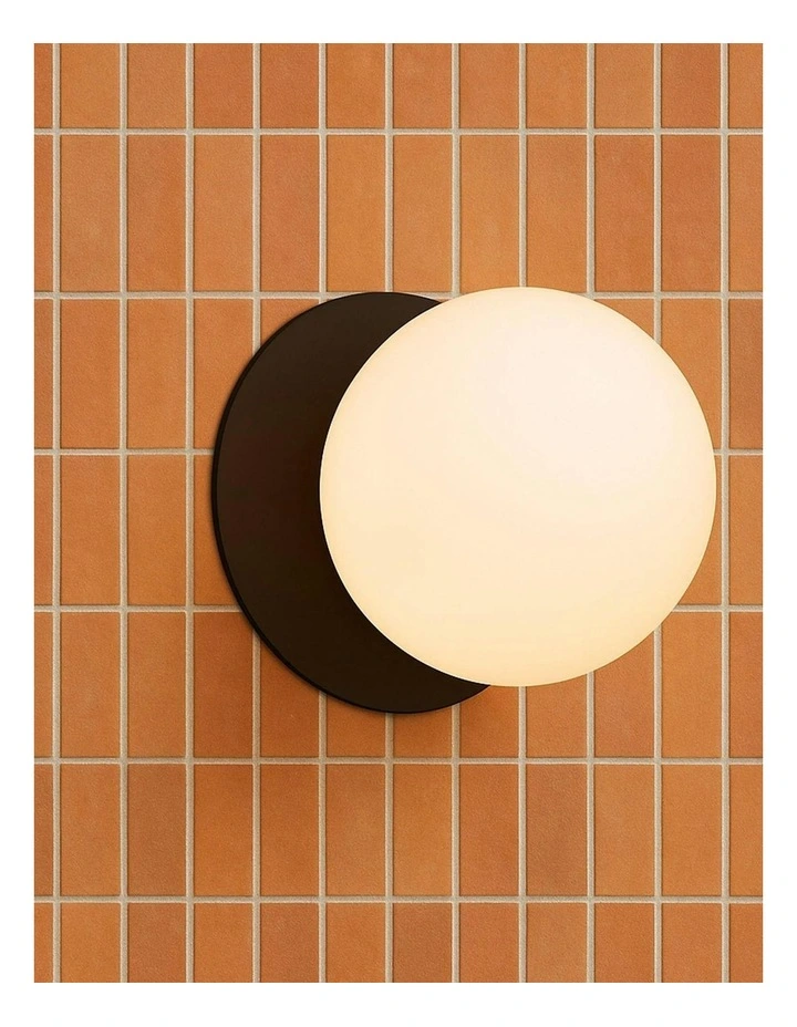 Odessa Opal Frosted Glass LED Wall Light with Black Base in Warm White/Small image 4
