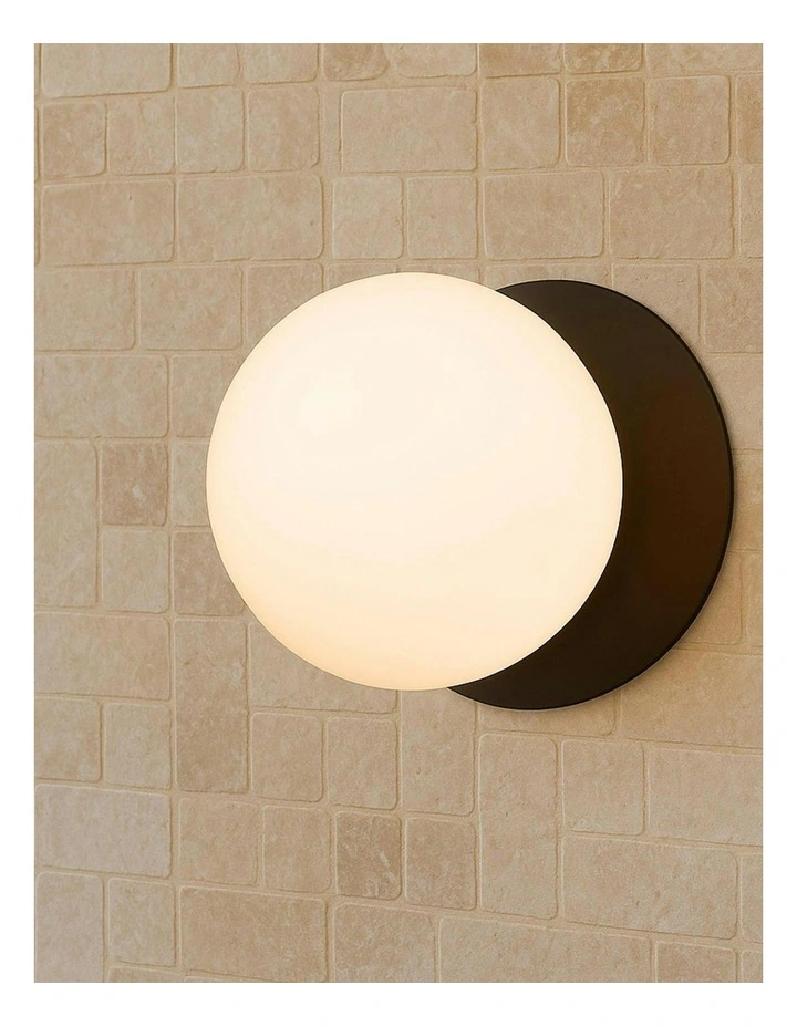 Odessa Opal Frosted Glass LED Wall Light with Black Base in Warm White/Small image 5