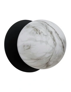 Odessa Marble Opal Glass LED Wall Light in Black