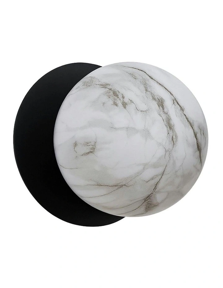 Odessa Marble Opal Glass LED Wall Light in Black image 1