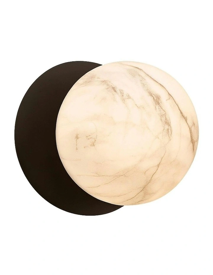 Odessa Marble Opal Glass LED Wall Light in Black image 2
