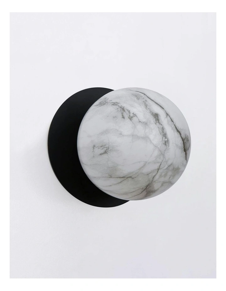 Odessa Marble Opal Glass LED Wall Light in Black image 3