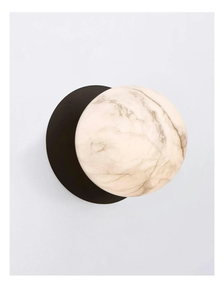 Odessa Marble Opal Glass LED Wall Light in Black image 4