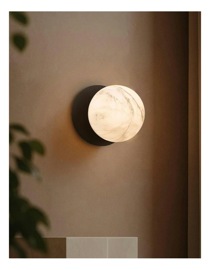 Odessa Marble Opal Glass LED Wall Light in Black image 5