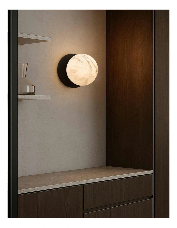 Odessa Marble Opal Glass LED Wall Light in Black image 6