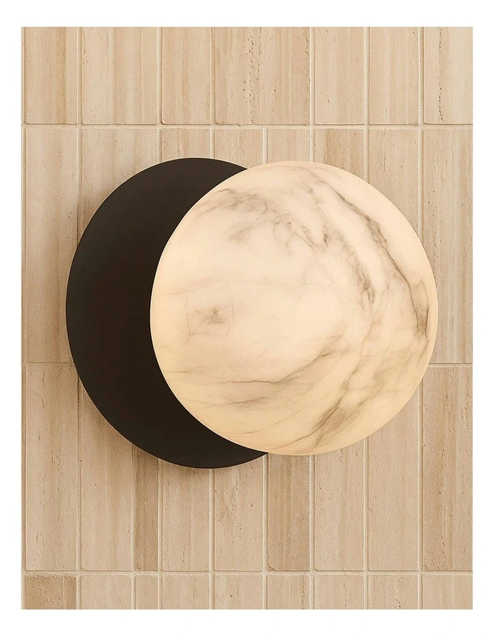 Odessa Marble Opal Glass LED Wall Light in Black image 7