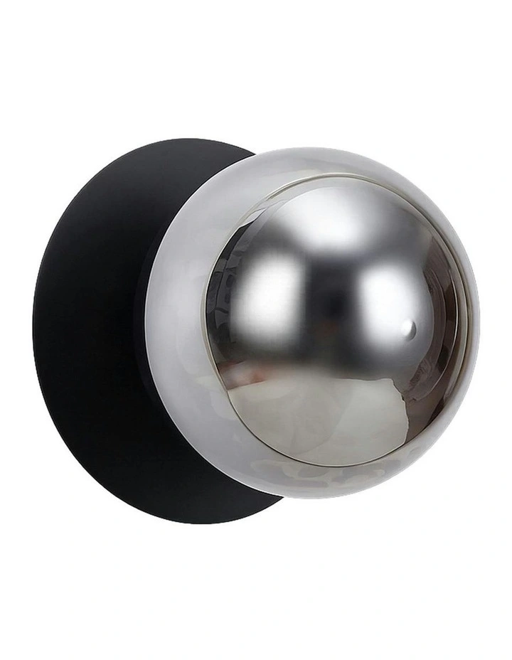 Odessa Molten Ripple Glass LED Wall Light With Base in Black image 1