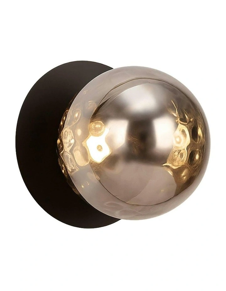 Odessa Molten Ripple Glass LED Wall Light With Base in Black image 2