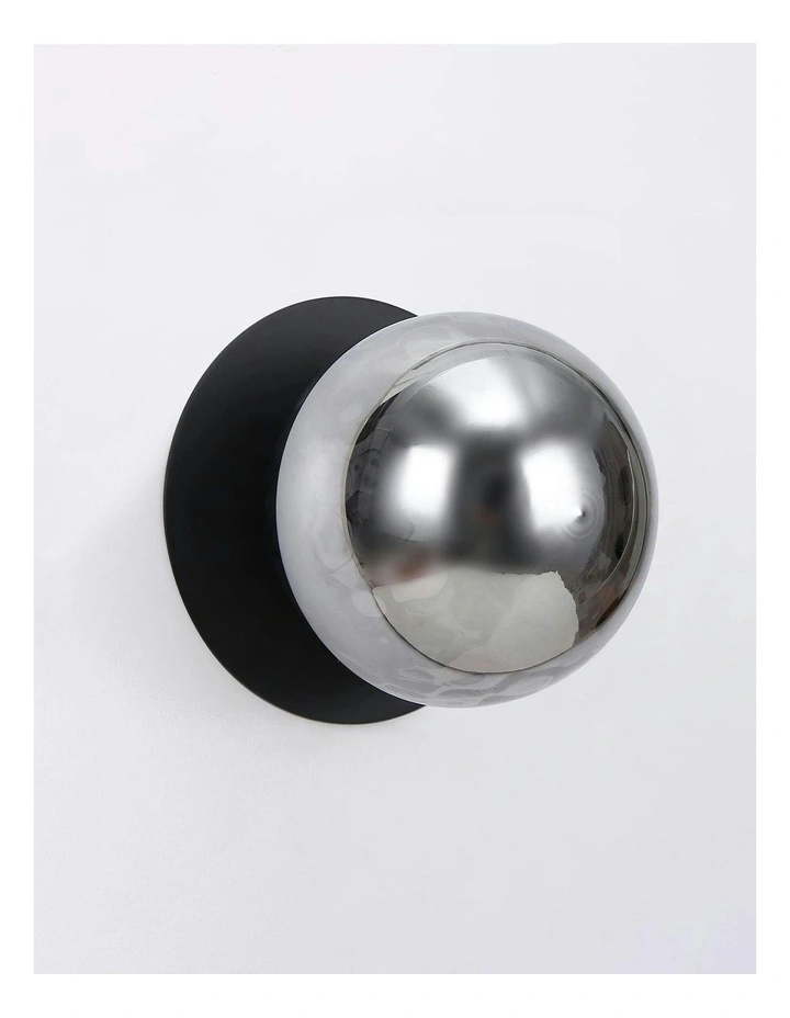 Odessa Molten Ripple Glass LED Wall Light With Base in Black image 3