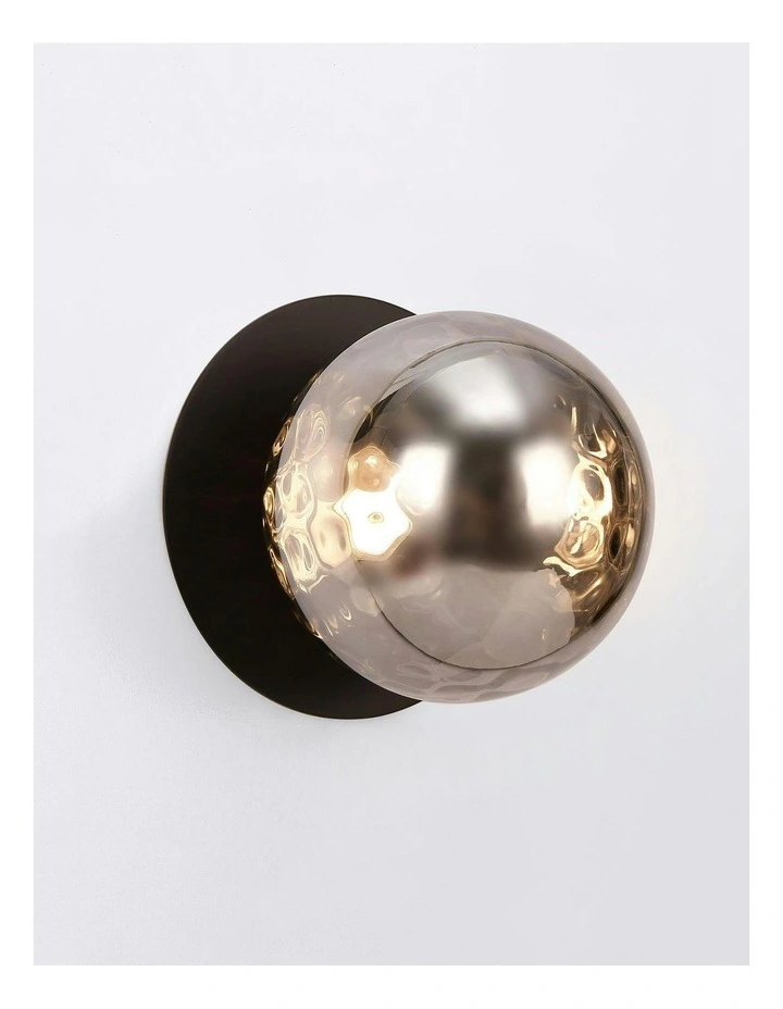 Odessa Molten Ripple Glass LED Wall Light With Base in Black image 4