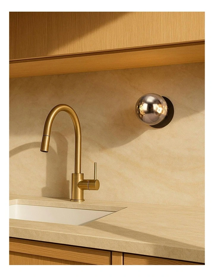 Odessa Molten Ripple Glass LED Wall Light With Base in Black image 5