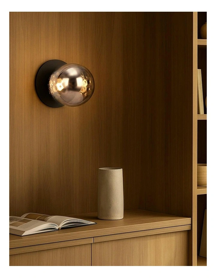 Odessa Molten Ripple Glass LED Wall Light With Base in Black image 6