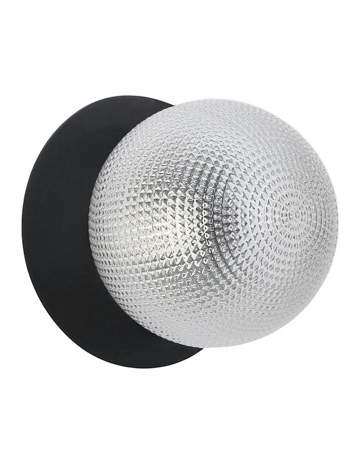 Odessa Diamond Cut Glass LED Wall Light With Base in Black image 1