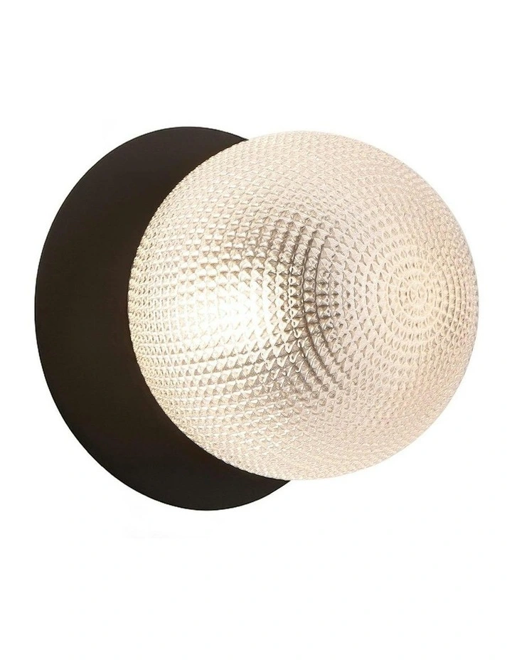 Odessa Diamond Cut Glass LED Wall Light With Base in Black image 2
