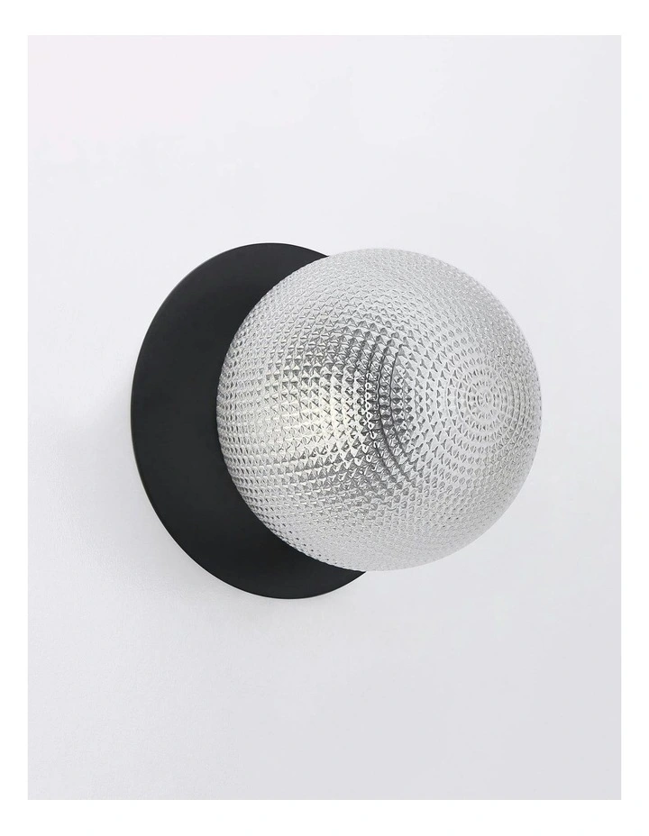 Odessa Diamond Cut Glass LED Wall Light With Base in Black image 3