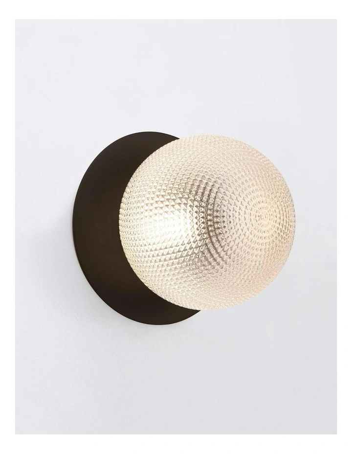 Odessa Diamond Cut Glass LED Wall Light With Base in Black image 4