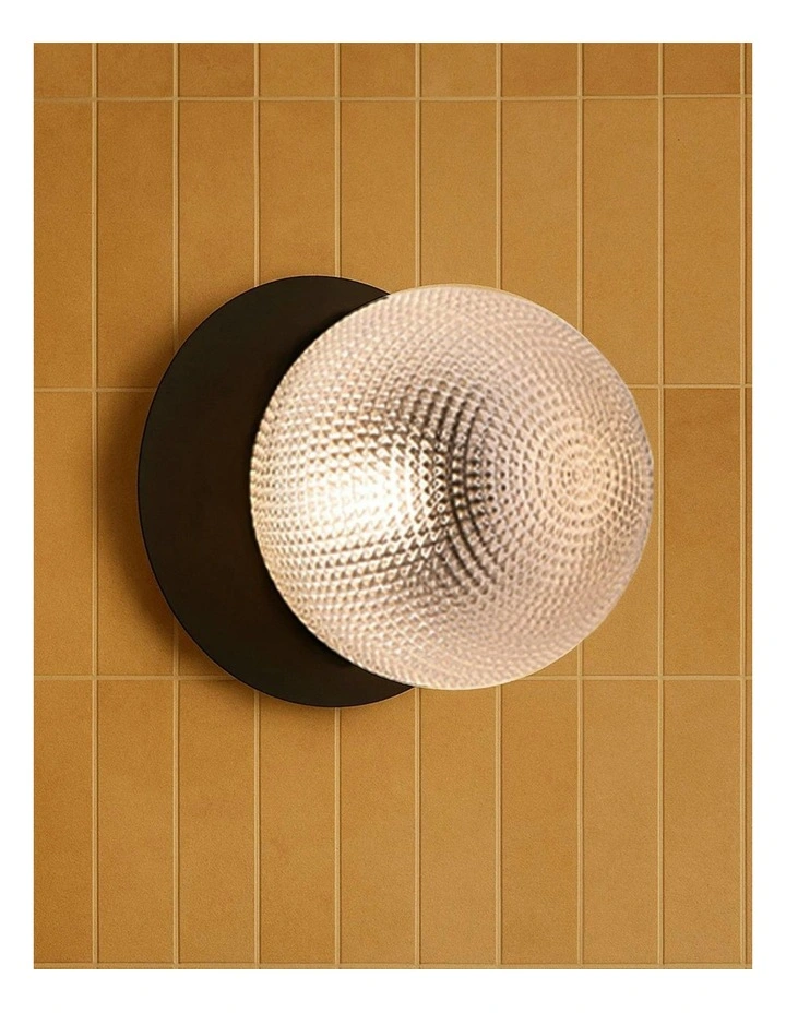 Odessa Diamond Cut Glass LED Wall Light With Base in Black image 5