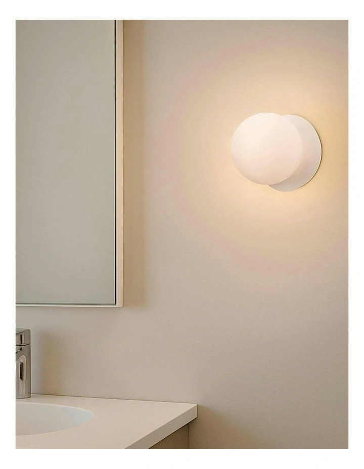 Odessa Opal Frosted Glass LED Wall Light With Base in White image 5