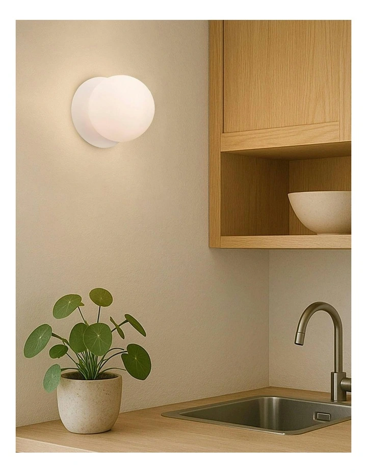 Odessa Opal Frosted Glass LED Wall Light With Base in White image 6