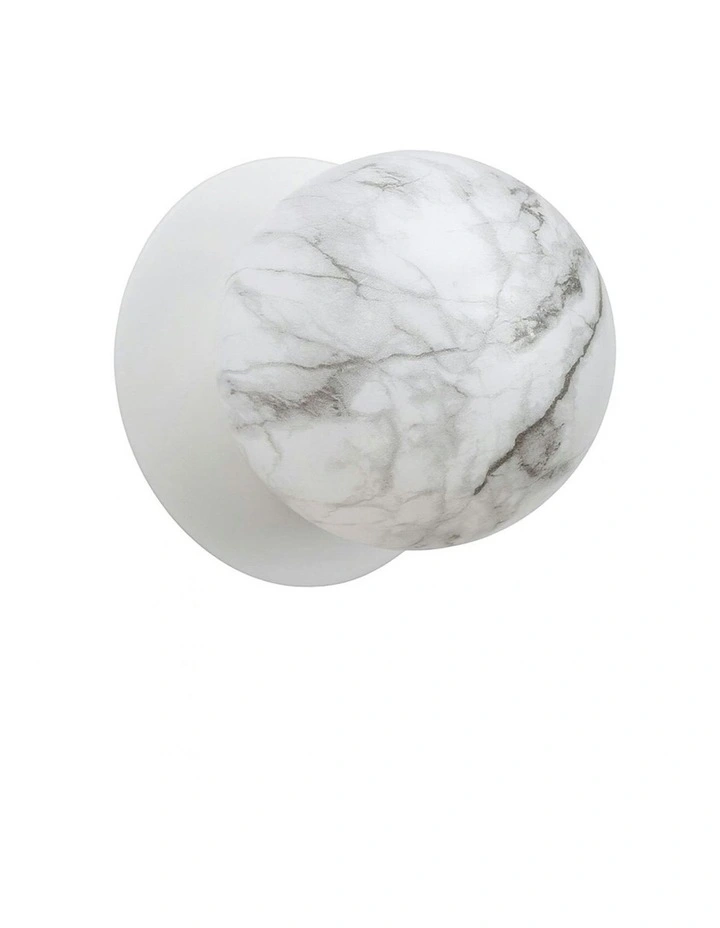 Odessa Marble Opal Glass LED Wall Light With Base in White image 1
