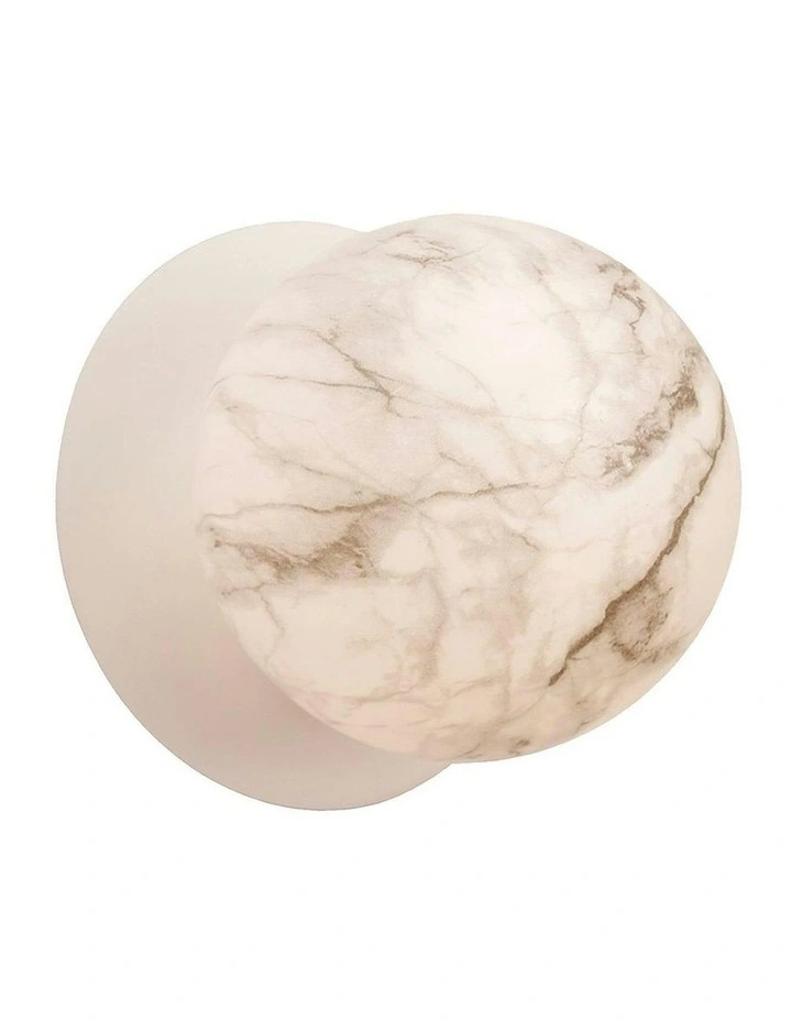 Odessa Marble Opal Glass LED Wall Light With Base in White image 2