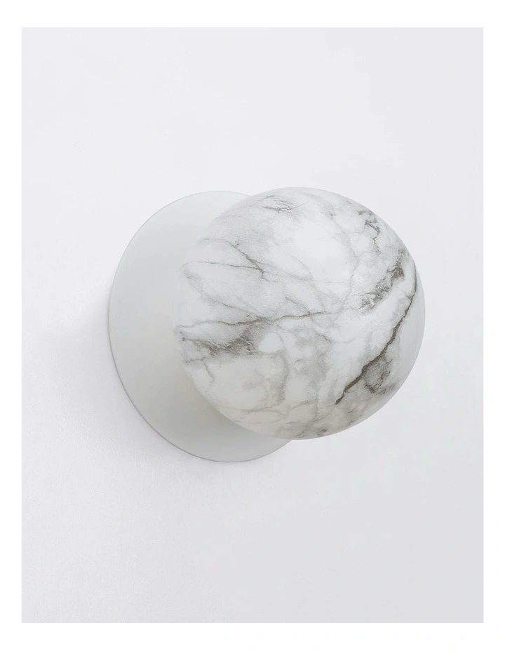 Odessa Marble Opal Glass LED Wall Light With Base in White image 3