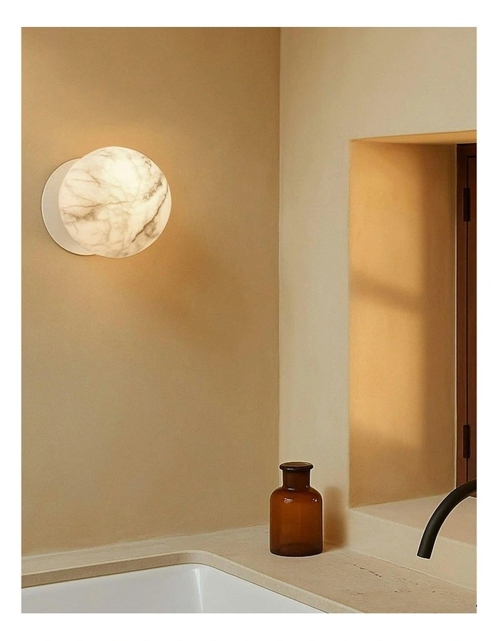 Odessa Marble Opal Glass LED Wall Light With Base in White image 6