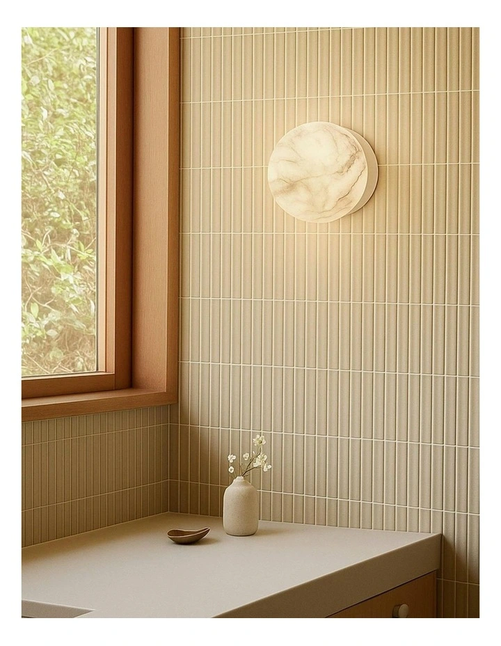 Odessa Marble Opal Glass LED Wall Light With Base in White image 7