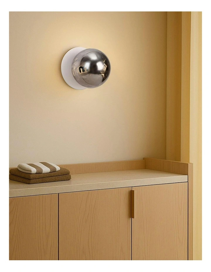 Odessa Molten Ripple Glass LED Wall Light in White image 6