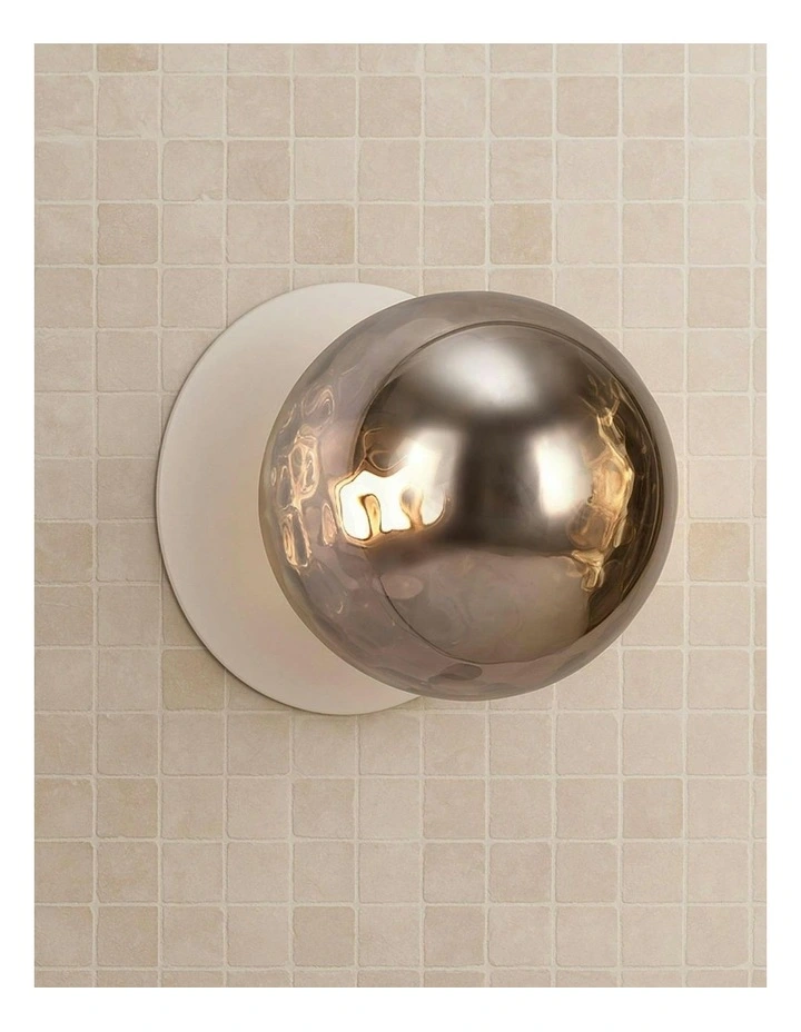 Odessa Molten Ripple Glass LED Wall Light in White image 7