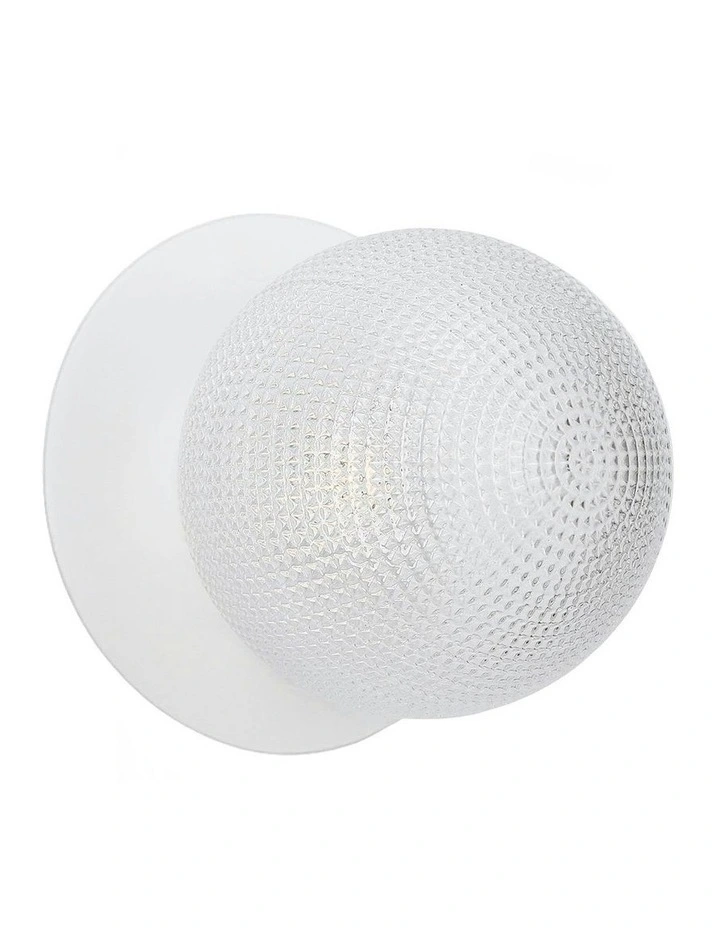Odessa Diamond Cut Glass LED Wall Light with White Base in Warm White/Small image 1