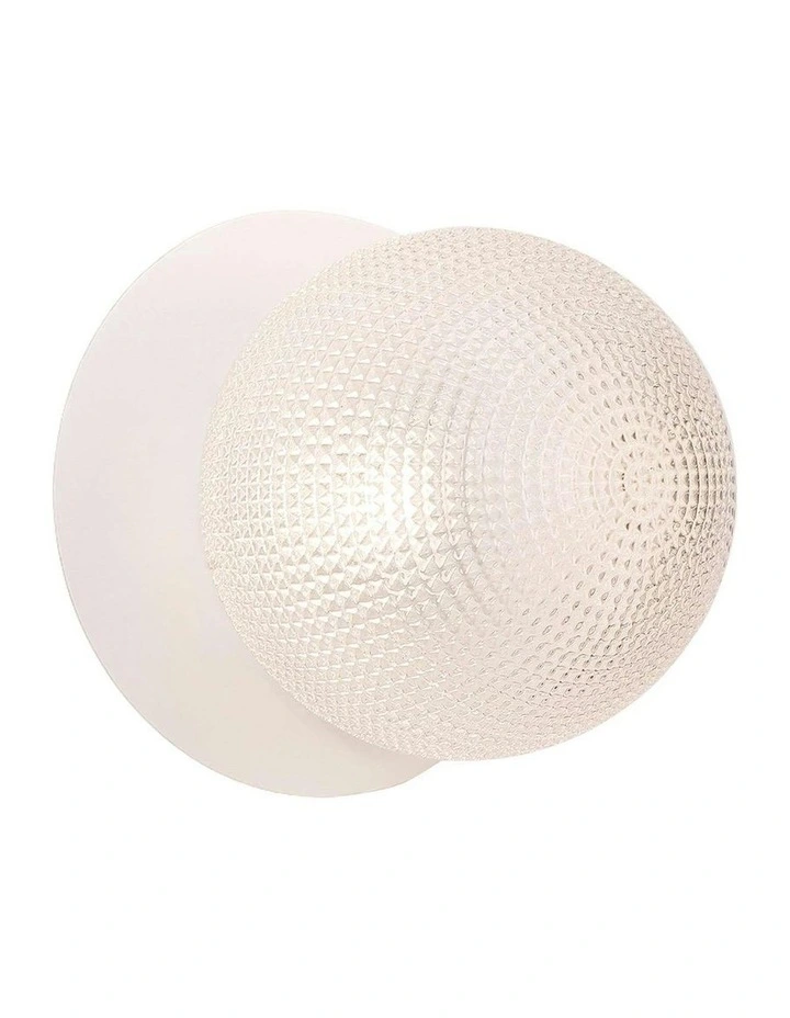 Odessa Diamond Cut Glass LED Wall Light with White Base in Warm White/Small image 2