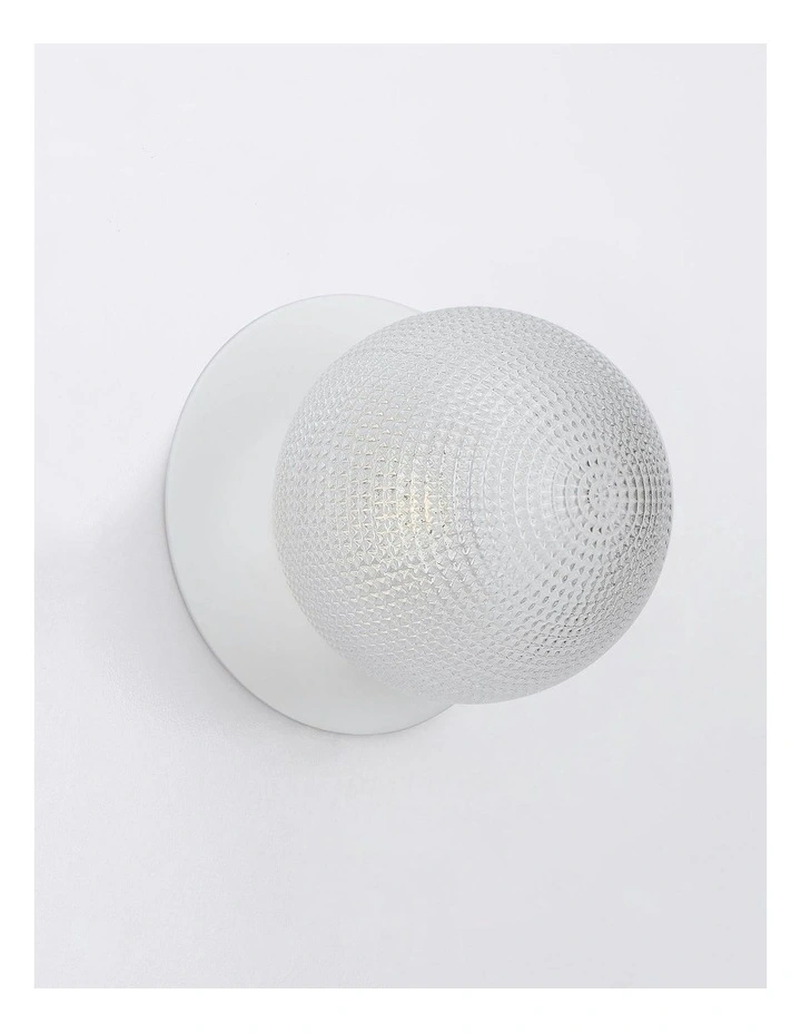 Odessa Diamond Cut Glass LED Wall Light with White Base in Warm White/Small image 3