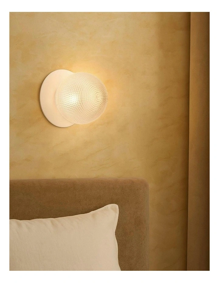 Odessa Diamond Cut Glass LED Wall Light with White Base in Warm White/Small image 5
