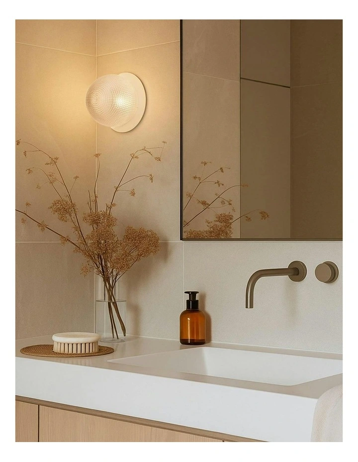 Odessa Diamond Cut Glass LED Wall Light with White Base in Warm White/Small image 6