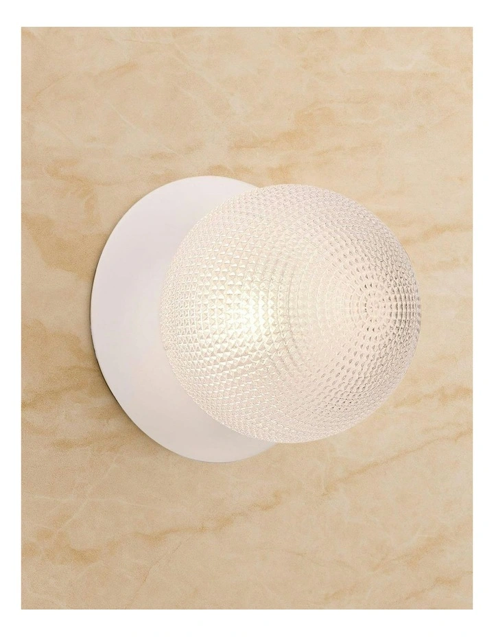 Odessa Diamond Cut Glass LED Wall Light with White Base in Warm White/Small image 7