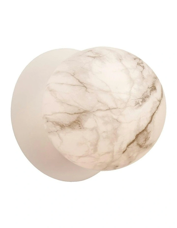 Odessa Marble Opal Glass LED Wall Light with White Base - Warm White/Large image 2