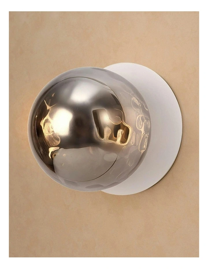 Odessa Molten Ripple Glass LED Wall Light with White Base - Warm White/Large image 6