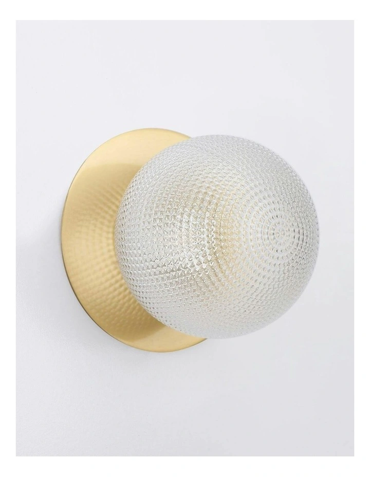 Odessa Diamond Cut Glass LED Wall Light with Brass Base in Warm White/Large image 3