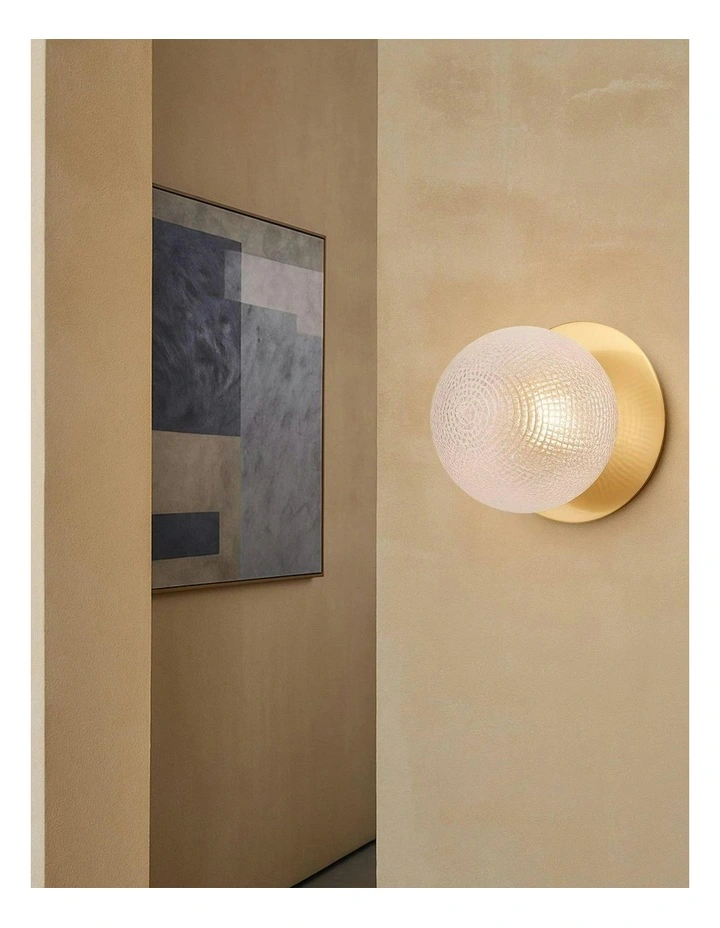 Odessa Diamond Cut Glass LED Wall Light with Brass Base in Warm White/Large image 5