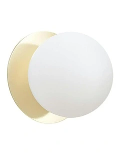 Odessa Opal Frosted Glass LED Wall Light with Gold Base in Warm White/Large