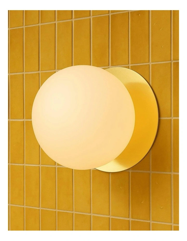 Odessa Opal Frosted Glass LED Wall Light with Gold Base in Warm White/Large image 6