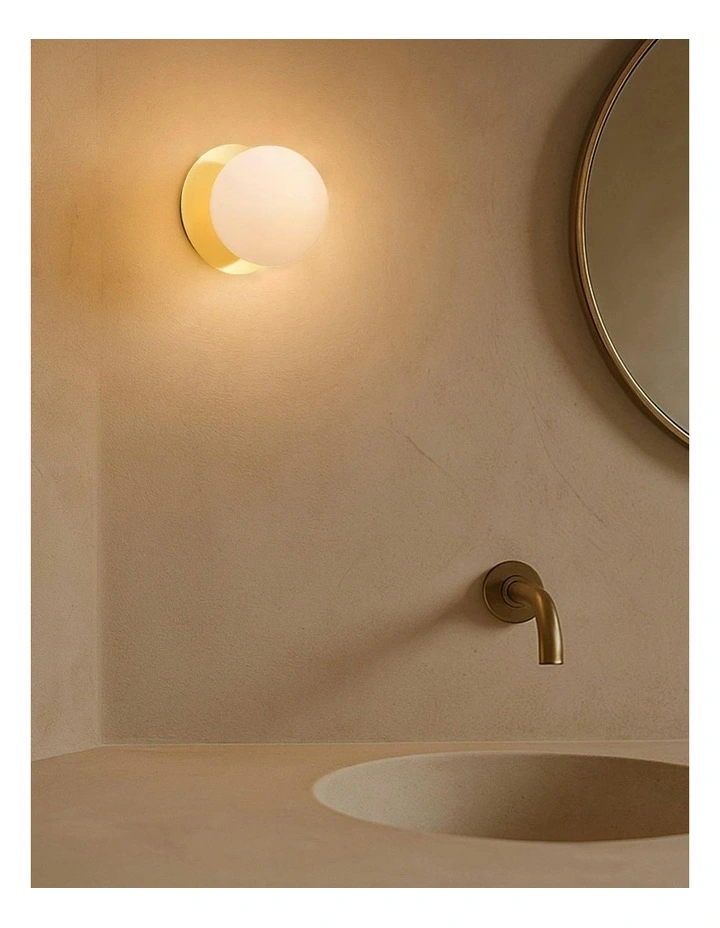 Odessa Opal Frosted Glass LED Wall Light with Gold Base in Warm White/Large image 7
