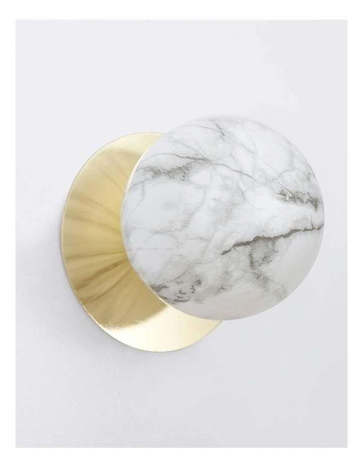 Odessa Marble Opal Glass LED Wall Light with Gold Base in Warm White/Large image 3