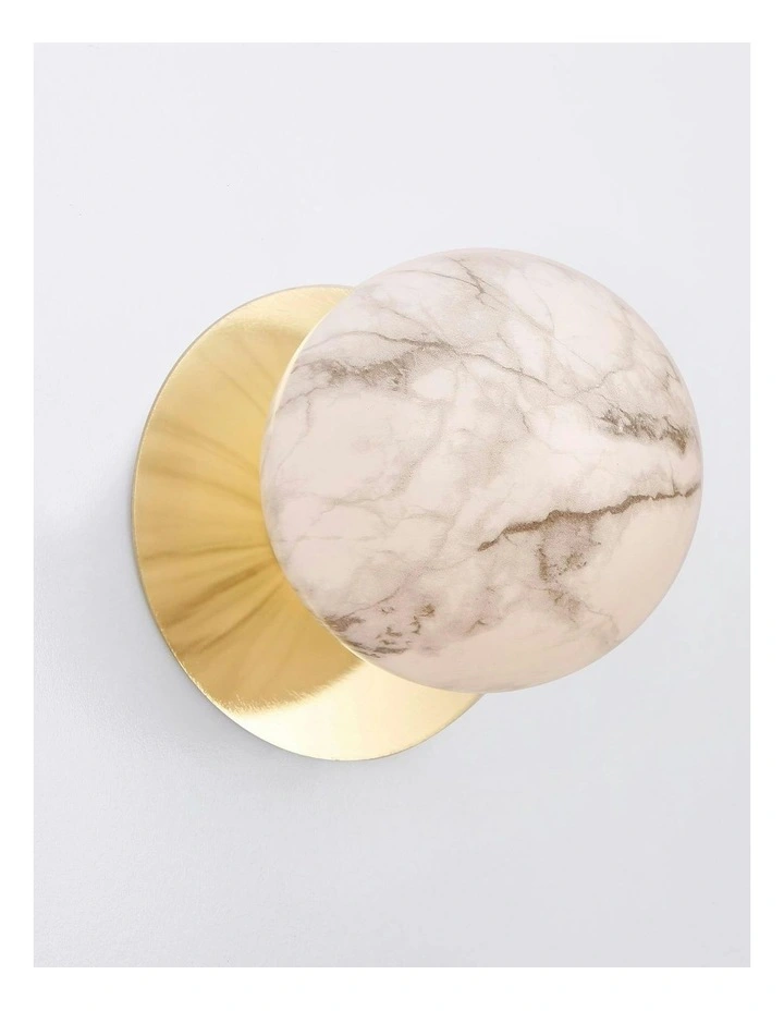 Odessa Marble Opal Glass LED Wall Light with Gold Base in Warm White/Large image 4