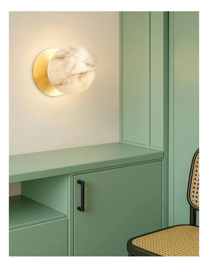 Odessa Marble Opal Glass LED Wall Light with Gold Base in Warm White/Large image 5