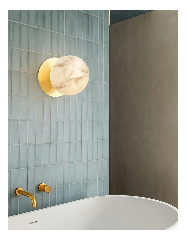 Odessa Marble Opal Glass LED Wall Light with Gold Base in Warm White/Large image 7