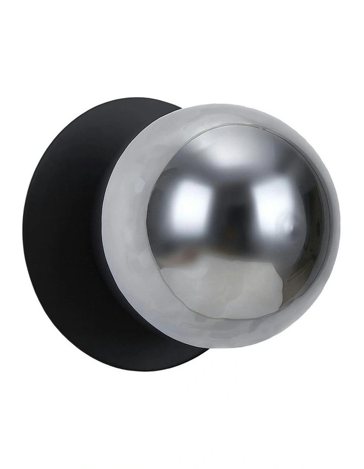 Odessa Molten Ripple Glass LED Wall Light with Black Base in White/Small image 1