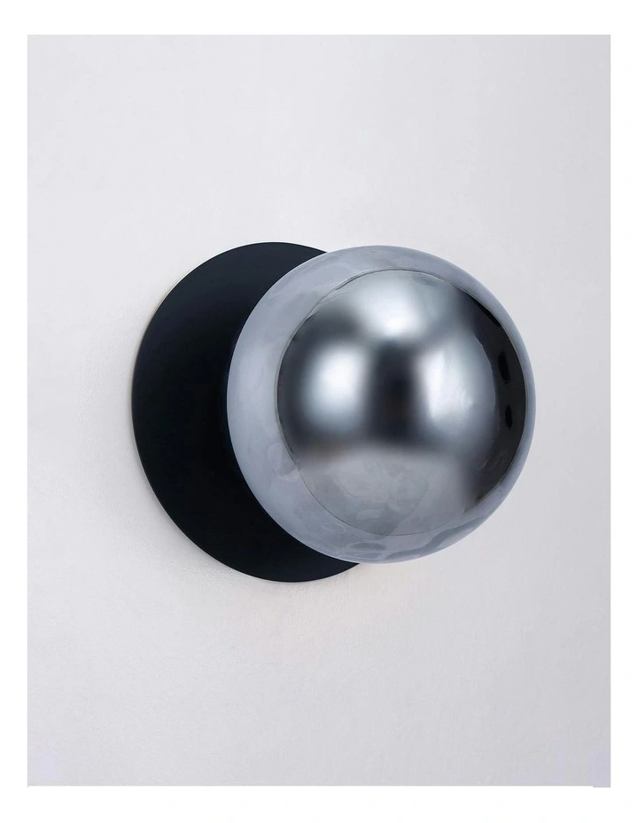 Odessa Molten Ripple Glass LED Wall Light with Black Base in White/Small image 3